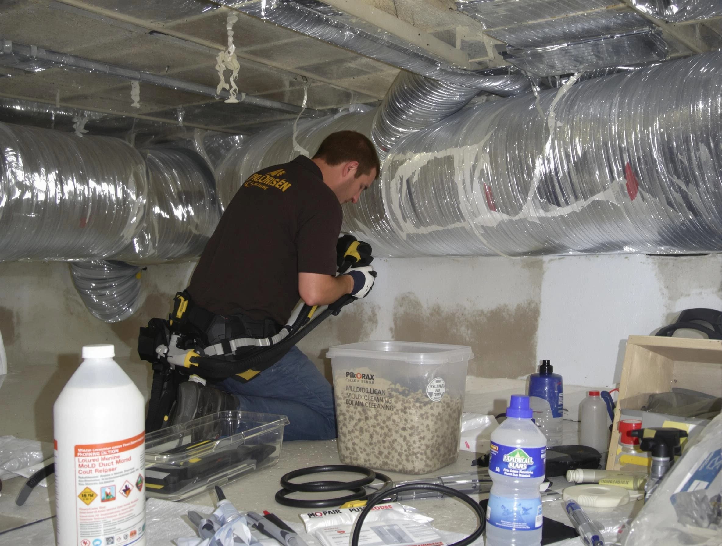 Shackle Island Air Duct Cleaning specialist performing professional mold removal from air ducts in Shackle Island