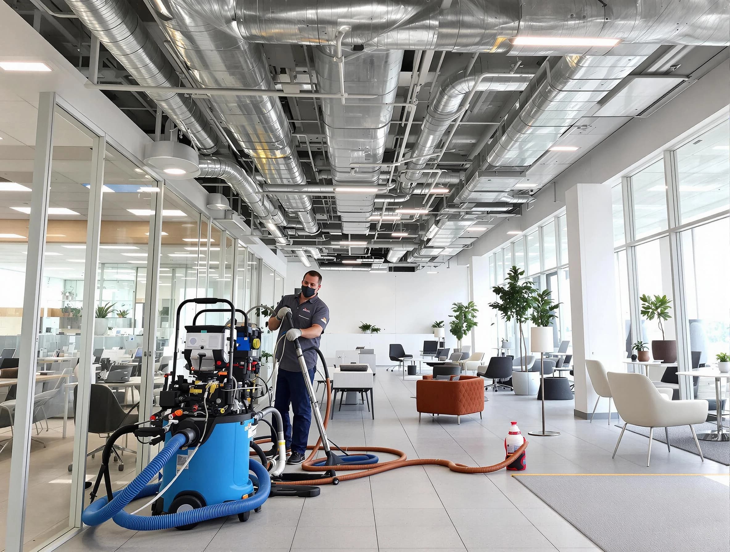 Shackle Island Air Duct Cleaning team conducting comprehensive commercial duct cleaning at a business location in Shackle Island