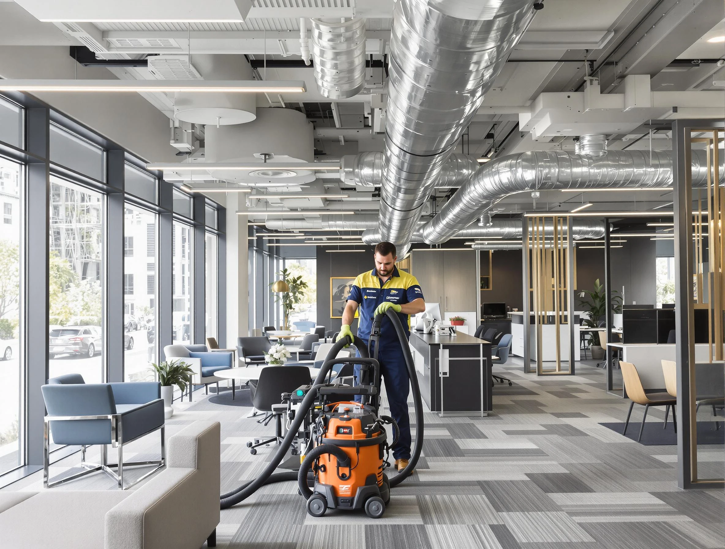 Shackle Island Air Duct Cleaning team performing thorough commercial duct cleaning at a Shackle Island business center